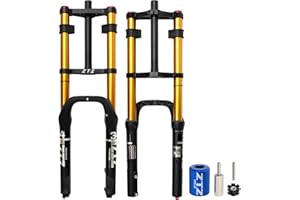 Exceedhub 26 Inch 4.0 Fat Tire Bike Air Suspension Fork - 180mm Travel, 135mm Hub Spacing, Straight Tube MTB Manual Lockout QR 9mm, Double Shoulder Bicycle Front Forks for Fat Snow Beach E-Bike