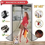 Magnetic Screen Door 34''x82'',Mosquito Patio Screens Magic Door Mesh,PLUSARGENT Sliding Screen Door with Full Frame Velcro French Back Door Curtain Keep Fly Bug Out