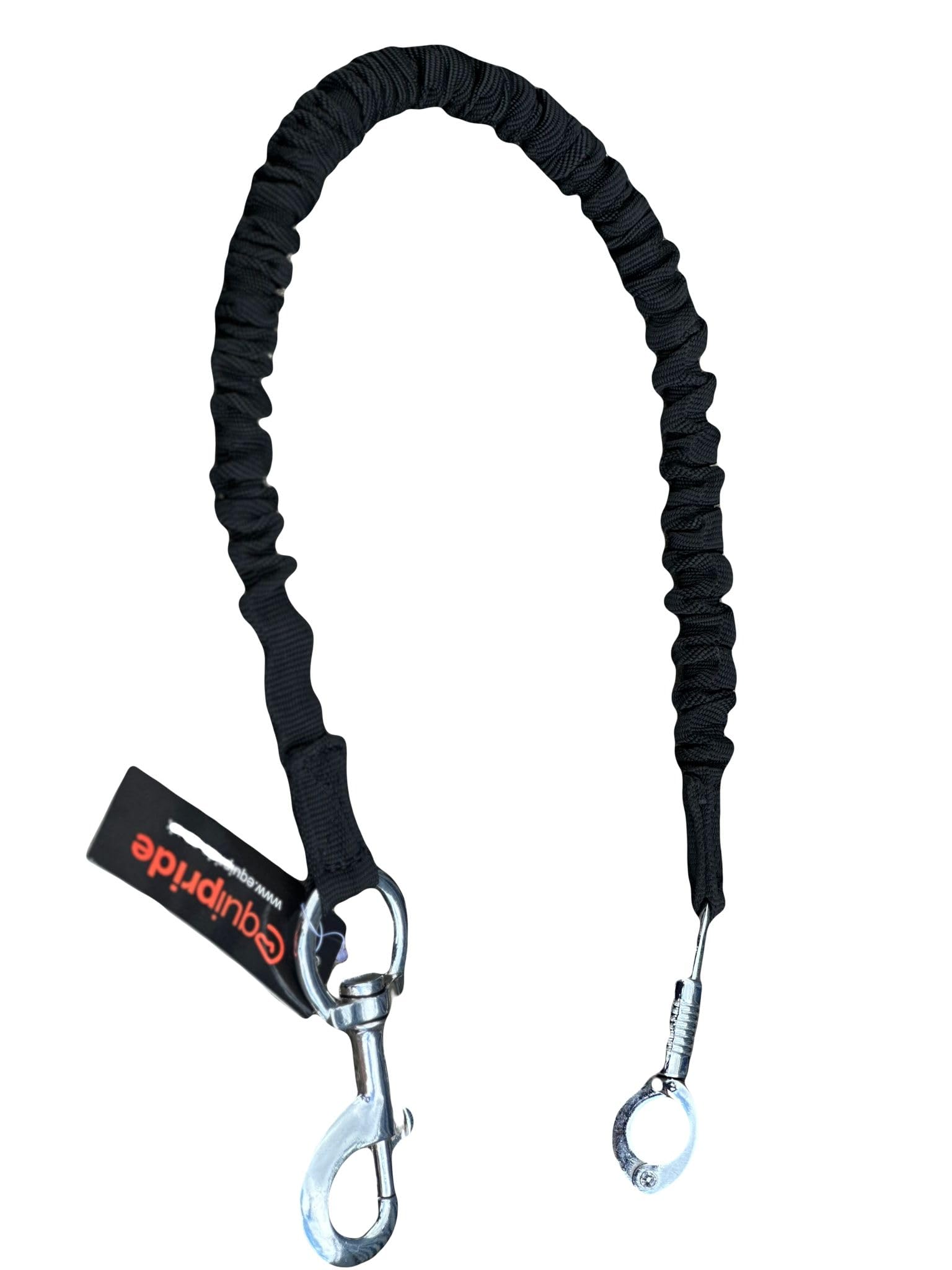 Equipride Heavy Duty Fabric Covered Quick Release Trailer Tie Stable Bungee Tie Elasticated (Black)