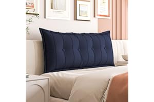 Daneey Large Headboard Pillow Full Pillow Headboard Soft Daybed Pillows Bolster Pillow for Bed & Couch Long Pillow for Bed Decorative, Removable Blue Cover