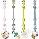 SMAUTOLIFE Toy Safety Straps 4PK Stretchable Silicone Pacifier Clips Baby Toddler Teether Bottle Harness Straps for Strollers