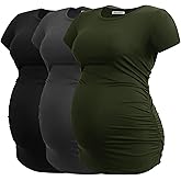 Smallshow Women's Maternity Tops Side Ruched Tunic T-Shirt Pregnancy Clothes