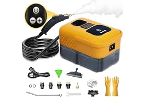 G6IS98KB 15s Fast Heating Steam Cleaner, 9-Level Adjustable Handle, Portable Steamer for Cleaning with 14pcs Accessories, Steam Cleaner for Home Use, Floor Cleaning,Upholstery, Kitchen, Bathroom, Grout and Car