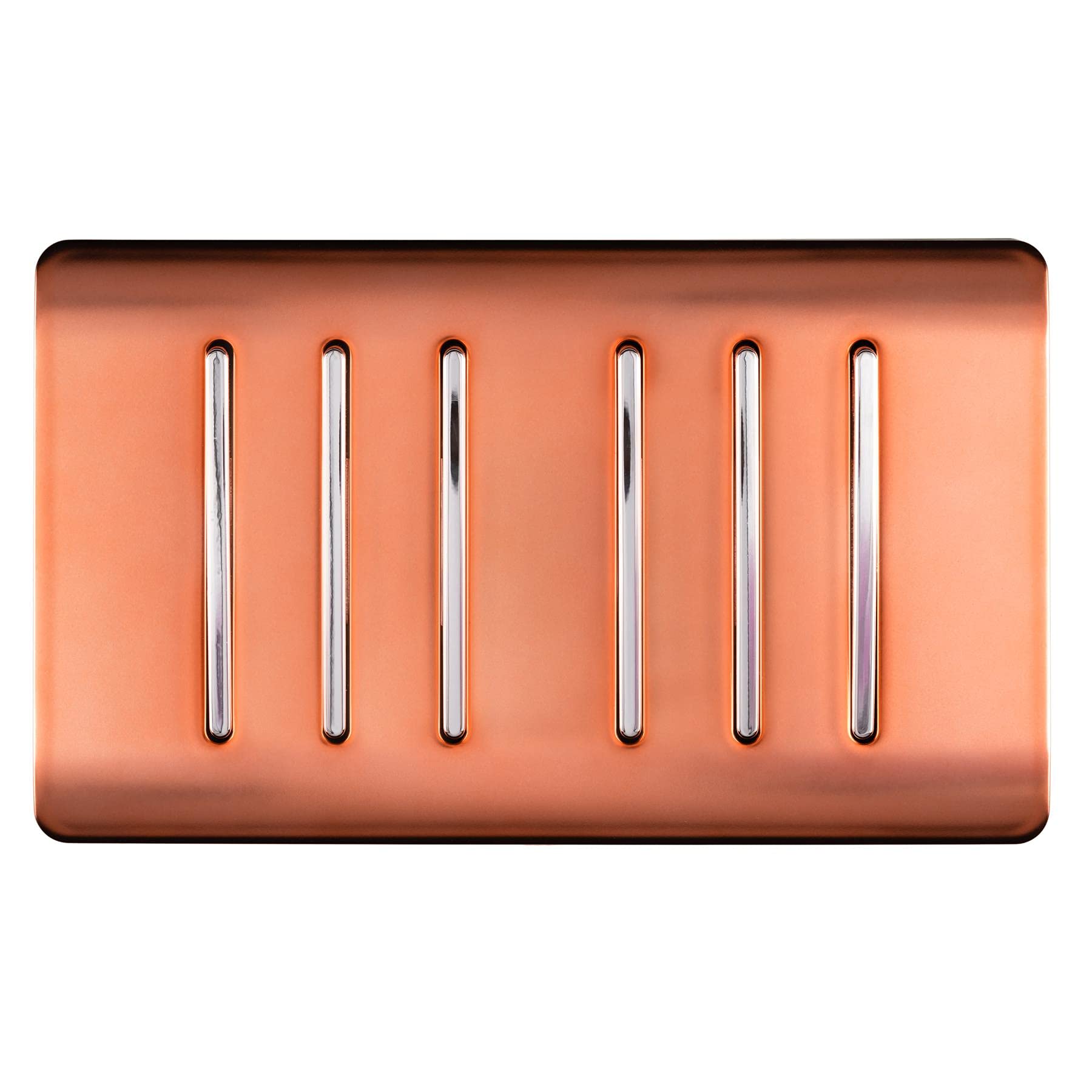 Trendi 6 Gang 2 Way 240V Screwless Raised Front Twin Plate Plastic Artistic Modern Glossy 10 Amp Chrome Rocker Electrical Wall Light Switch Copper - ART-SS66CPR