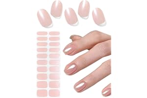 WAHRSHEI Semi Cured Gel Nail Strips, 20pcs Glazed Donut Pink Gel Nail Stickers for Home Nails DIY