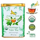 Organic Moringa Tulsi Tea (28 Potent Tea Bags). USDA Certified Organic. Rich in Antioxidants and Daily Needed Essential Nutrients. No Artificial Flavors or Preservatives. All Natural!