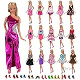 Barwa Lot 22 = 12 PCS Fashion Dresses Outfits Clothes Summer Dress and 10 Pairs Shoes for Barbie Dolls
