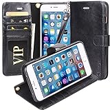 iPhone 7 Case, Moze iPhone 7 Wallet Case [4 Card Slots ] [Wrist Strap] [Stand Feature] PU Leather Flip Wallet Case Cover for iPhone 7 (4.7) -Black