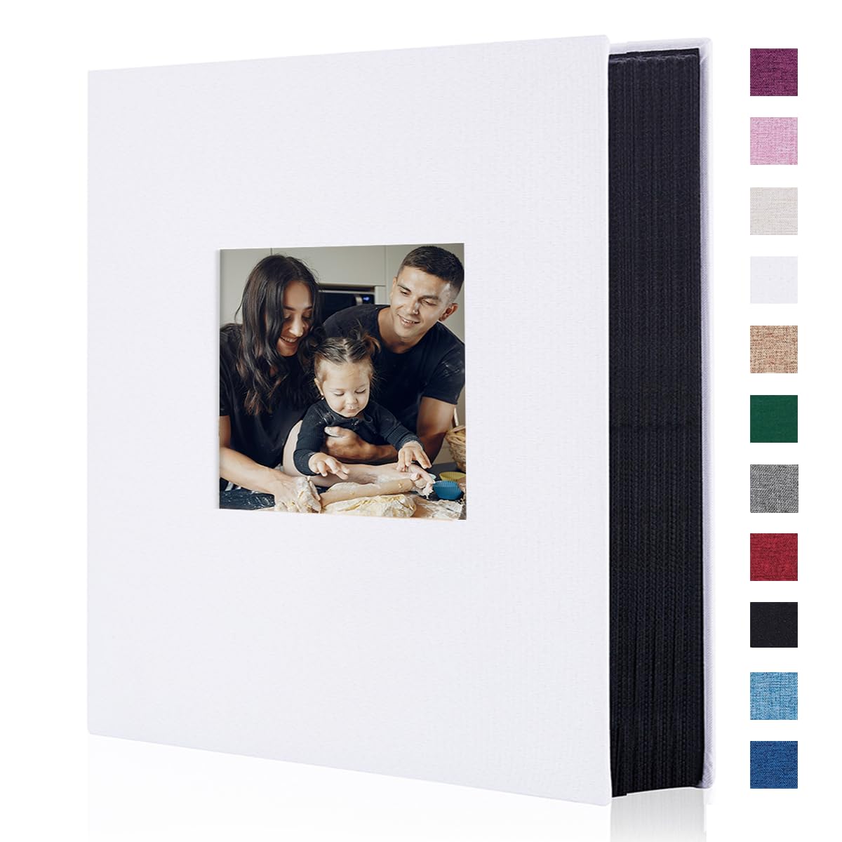 Miaikoe Photo Album 6x4 400 Pockets Slip in Large Capacity Album for Family Wedding Anniversary Linen Album Book Holds 400 Vertical 10x15cm Photos(400 Pockets, White)
