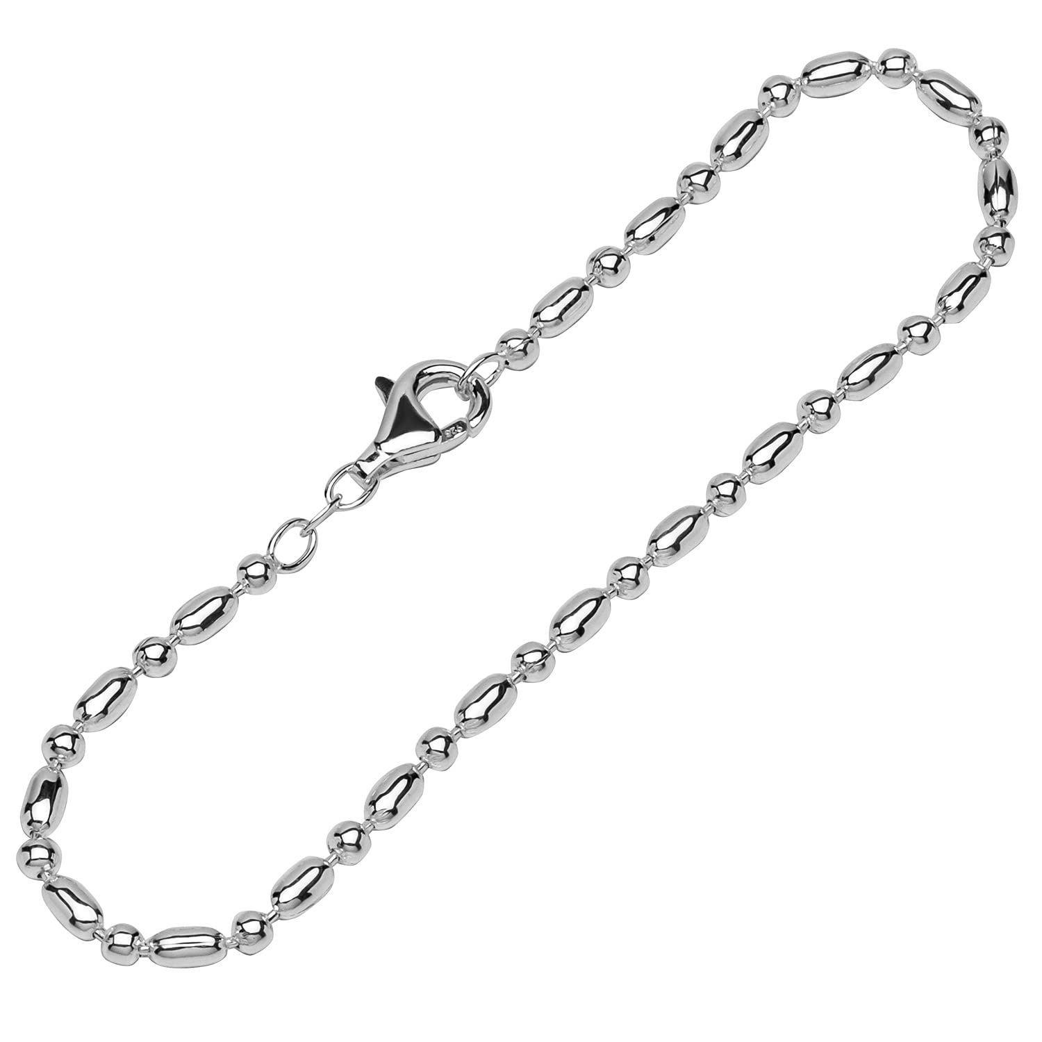 NKlaus bracelet 925 Sterling Silver 19cm ball chain variation shiny ladies bracelet 12326
