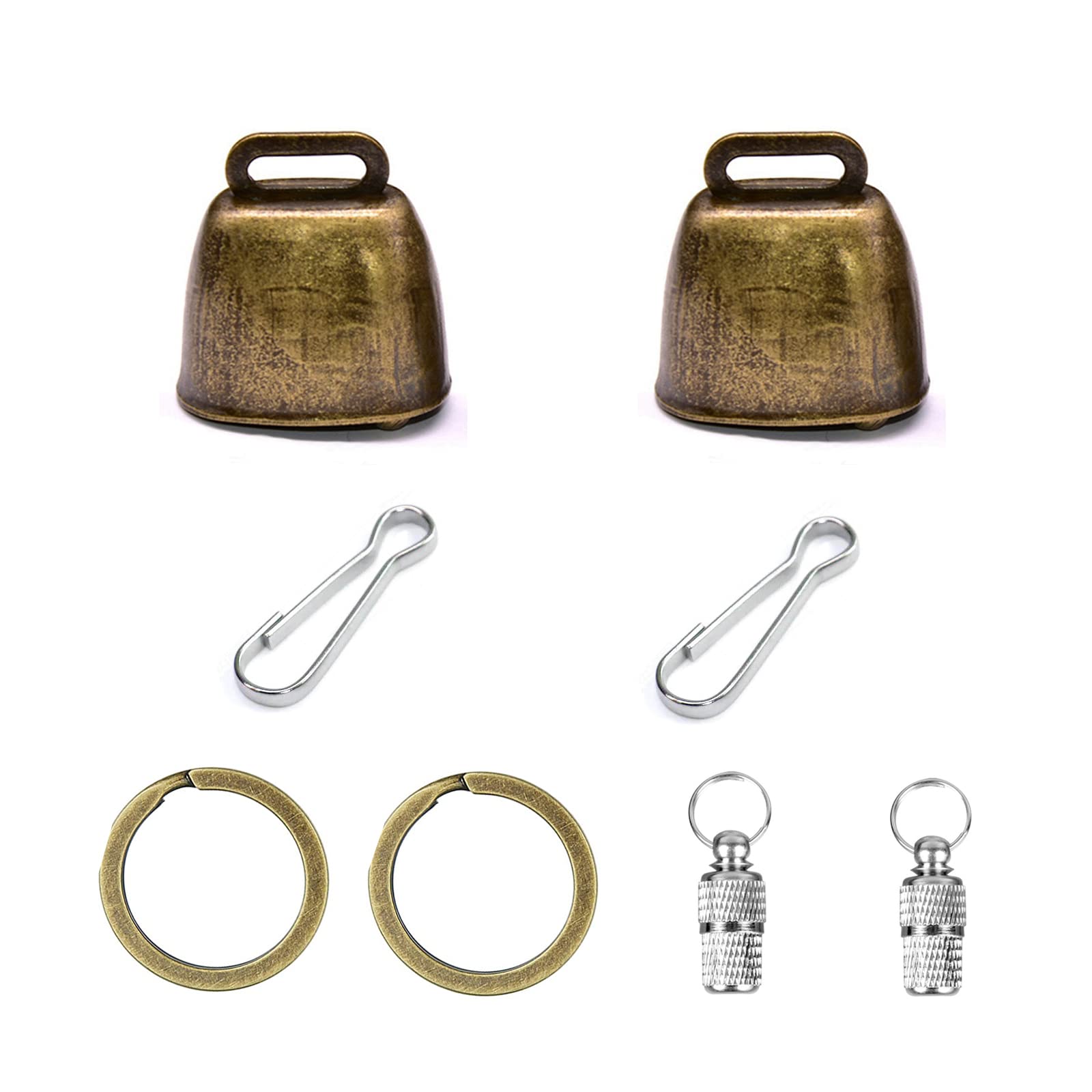 Yitaocity 2Pack Retro Brass Bell, Dog Cat Collar Bell Pet Bells, Cow Horse Sheep Grazing Copper Bells,Cattle Farm Animal Loud Bell,Pet Anti-Theft Bell with Pet Anti- Lost Tags Tubes
