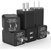 6Pack USB Wall Charger, iGENJUN 2.4A Phone Charger Dual USB Port Cube Power Plug Adapter Fast Wall Charger Block Compatible with iPhone 17/17 Pro/16/16 Pro, Samsung Galaxy, Pixel, LG, Android-Black