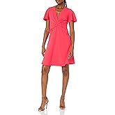 Maggy London Womens Dresses V-Neck Twist Waist Detail Crepe, Rose Red, 12 US