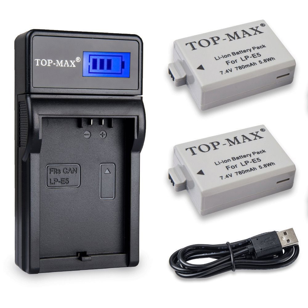 TOPMAX 2x LPE5 Rechargeable Liion Battery + LPE5 USB