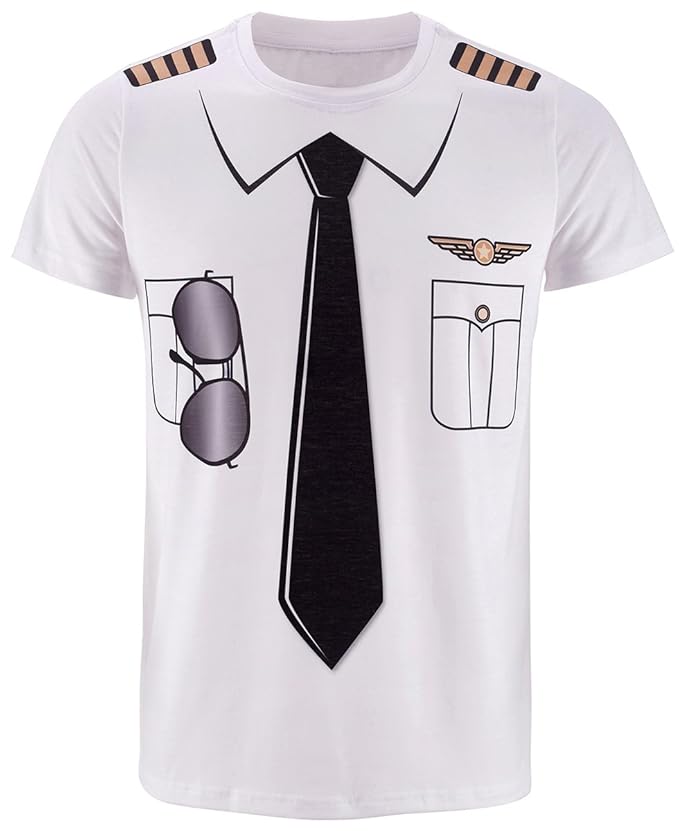 Cosavorock Pilot Kostüm Uniform T-Shirts Herren