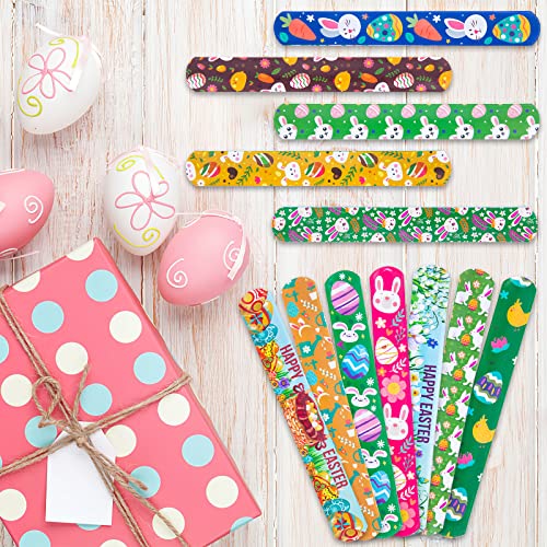 Koogel Easter Slap Bracelets for Kids, 48PCS Easter Slap Snap Bands Toys Gifts for Easter Eggs Basket Party Favors Bags Fillers Class Rewards