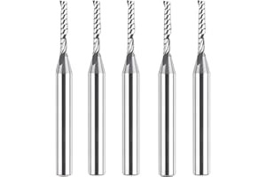 SpeTool 5PCS O Flute Spiral Upcut Router Bit Set 1/4 Inch Shank with 1/8 Inch Cutting Diameter, Carbide Singe Flute Aluminum 