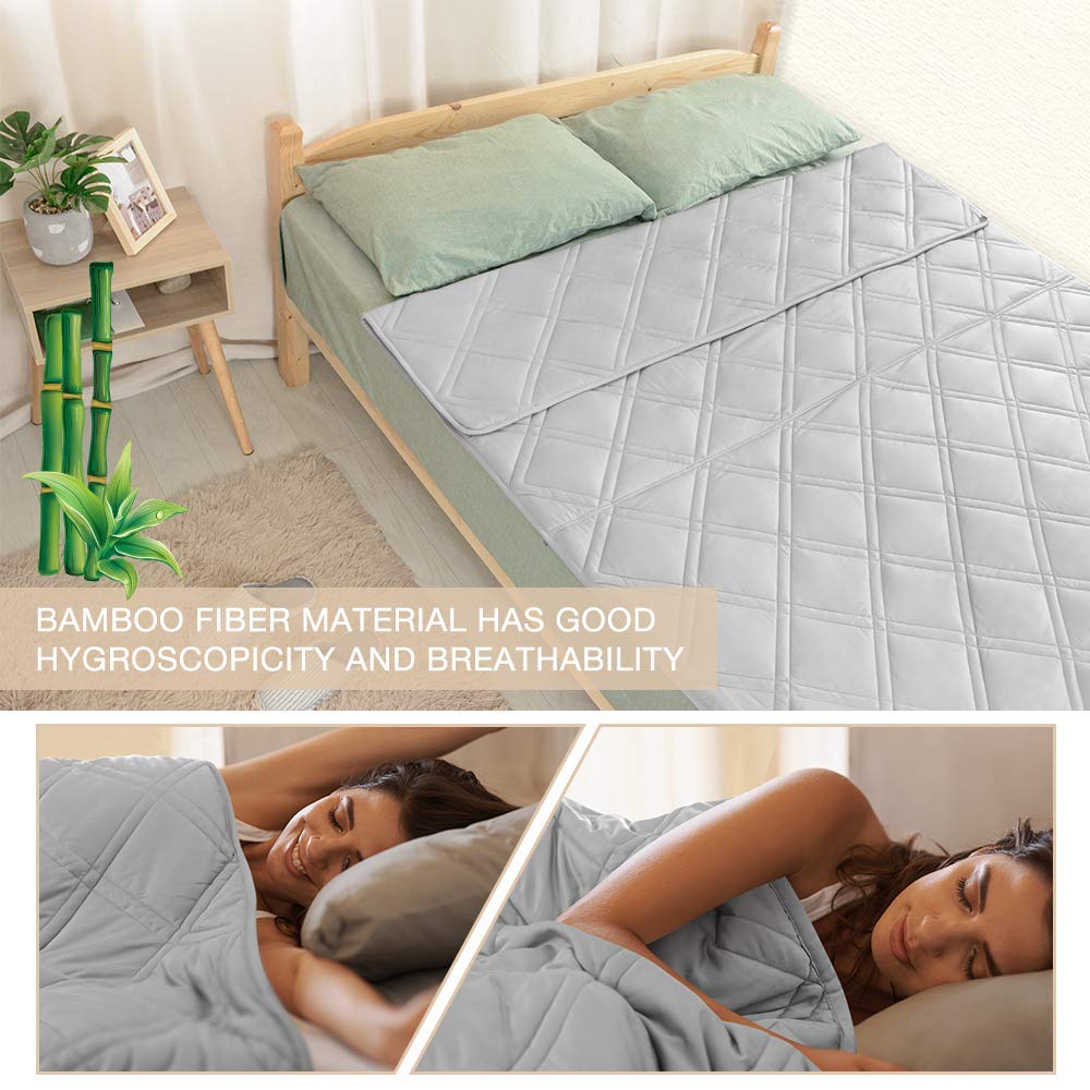 Cooling Weighted Blanket 100 Chilled Bamboo (60''x80'' 15lbs Queen