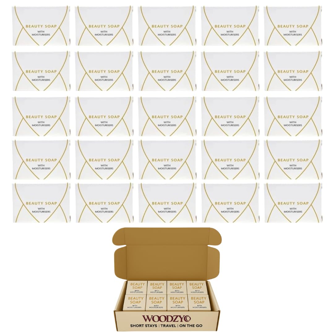 25 X Beauty Guest Soap with Moisturisers - Supplied in a WoodzyCo Sustainable Recyclable Box