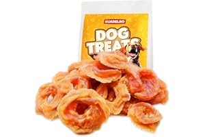 KUADELRO Chicken Rings Dog Treats, Natural Chicken Breast Jerky Rawhide-Free Soft Chews Healthy Dog Training Treats for Small Medium Large Breed 10.54oz
