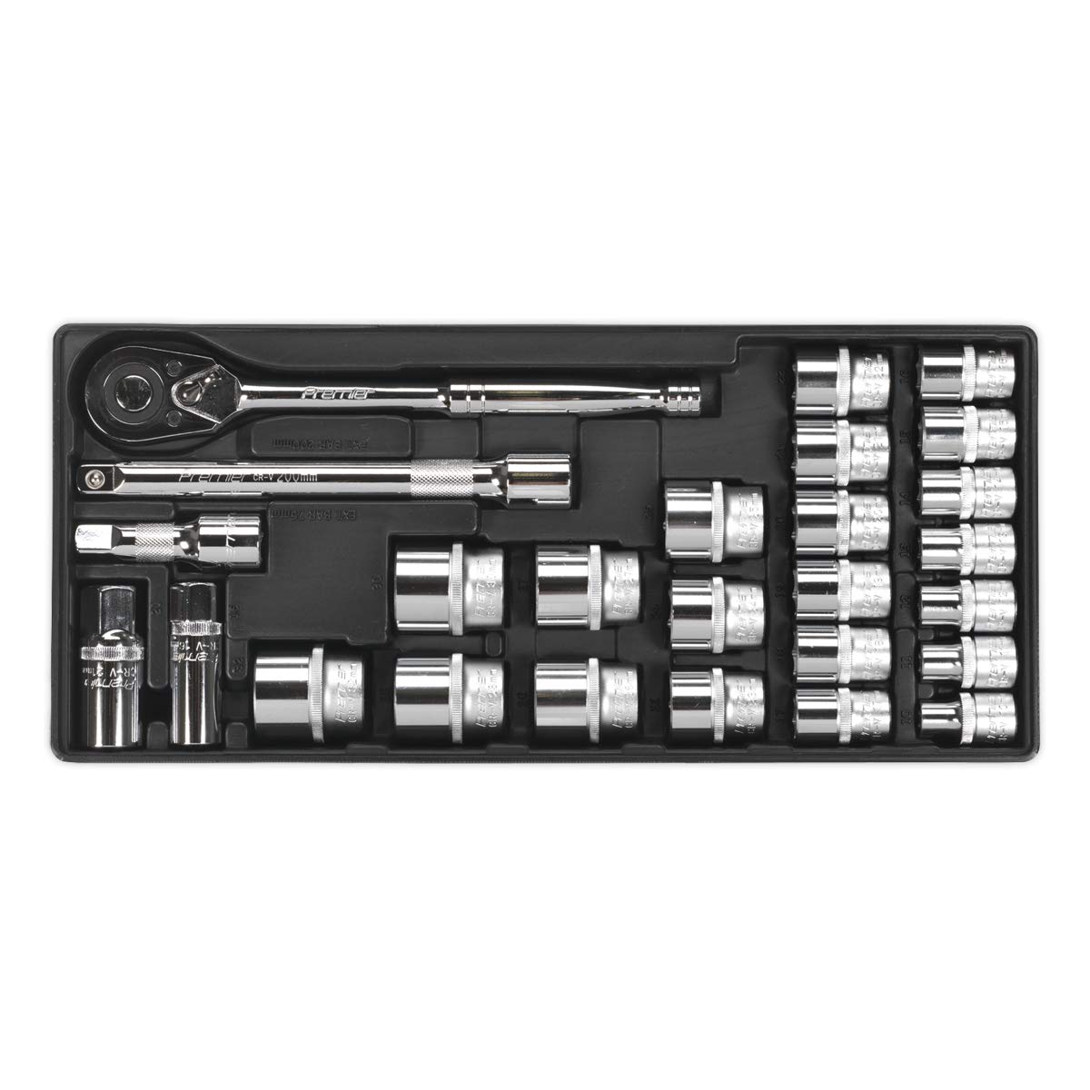 Sealey Tbt21 Tool Tray with Socket Set 26Pc 1/2Sq Drive