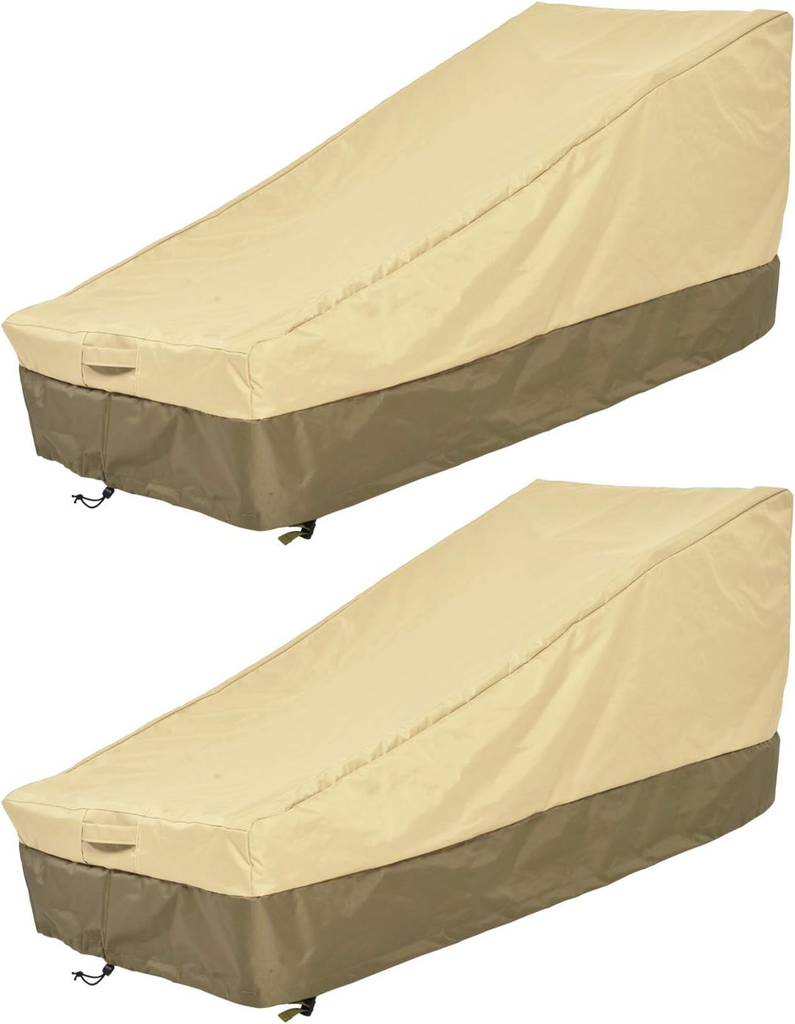 Waterproof Patio Chaise Lounge Cover 2 Pack, Heavy Duty 600D Oxford Lounge Chair Covers with Air Vent, Outdoor Fade Resistant Durable Furniture Cover for Sand,Veranda（Small,Beige 68''Lx30''Dx30''H）: Kitchen & Dining