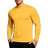 RGJU Men's Mock Turtleneck Long Sleeve Fitted Tee Shirts High Neck Base Layer Thermal Tshirt Triblend