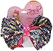 JoJo Siwa Large Cheer Rainbow Hair Bow with Reversible Sequins on Elastic Ponytail Holder, Medium, Multicolor