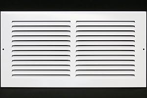 HVAC Premium 14'' x 8'' [Duct Opening] Flat Stamped Steel Return Air Grille - Sidewall and Ceiling - HVAC Vent Duct Cover - White [Outer Dimensions: 15.75''w X 9.75''h]