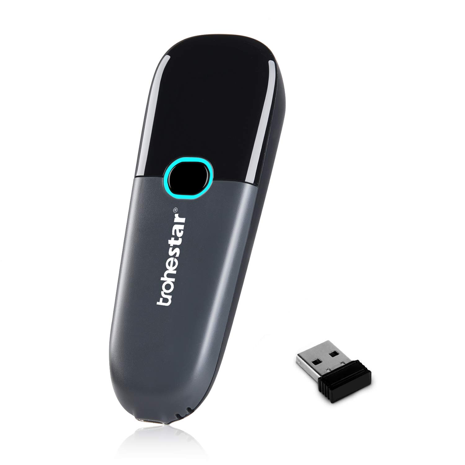 Bluetooth Wireless Barcode Scanner, Trohestar USB 1D Bar Code Scanner, CCD Barcode Reader Handheld Scan Gun 16MB for Android IOS Windows 7/8/10 Linux MacOS (Bluetooth 4.2 + 2.4G Wireless)
