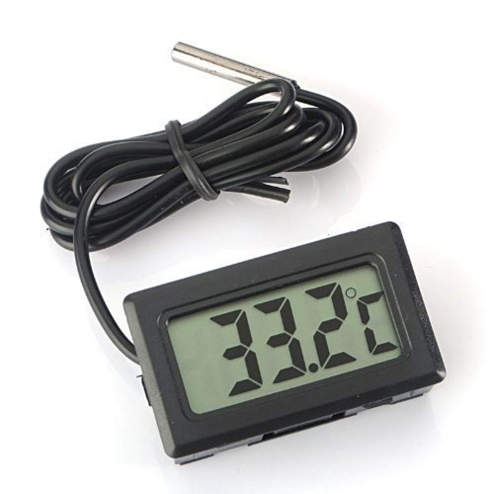 Eidyer Digital LCD Thermometer Temperature Monitor with External Waterproof Probe for Refrigerator Aquarium, FishTank Water Temperature Thermodetector -Black, 4.8cm×2.8cm×1.5cm