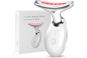 OUMEINIYA Red Light Therapy for Face Wrinkle Removal 7-in-1 Massager micro-glow facial and Neck Massager for Skin Care White