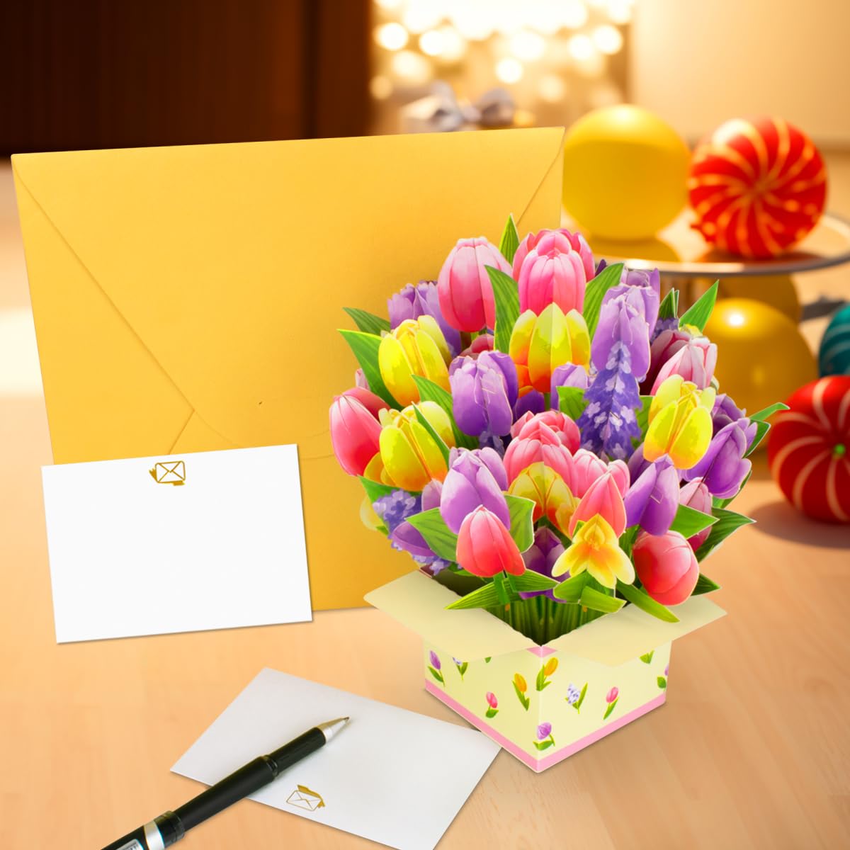 Mua Pop Up Tulip Flower Bouquet Card Get Well Soon Cards 3D Pop Up ...