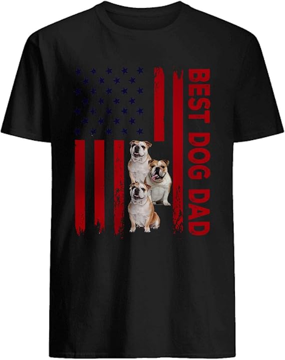 Father's Day Dog Shirt Best Dog Dad Cool American Flag