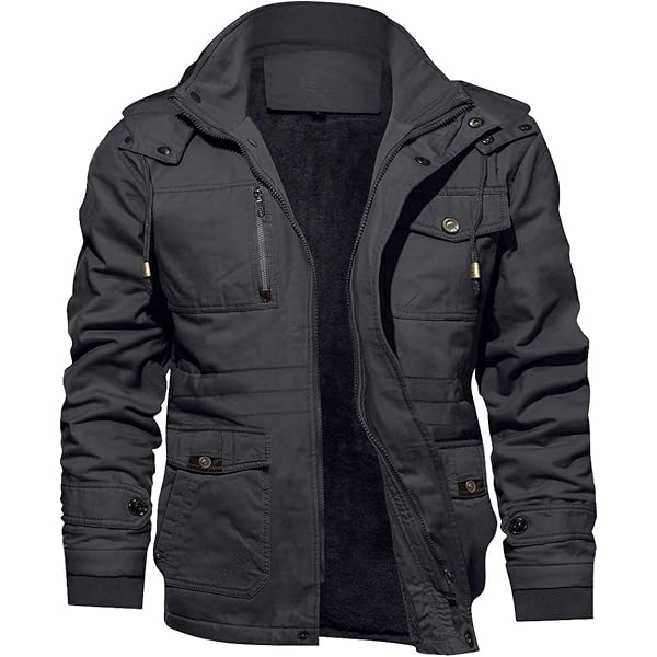 CHEXPEL Men's Thick Winter Jackets with Hood Fleece Lining Cotton