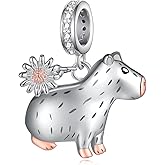 qielizhu Capybara Gifts for Women 925 Sterling Silver Capybara Charms for Bracelets Cute Capibara Charms for Jewelry Making