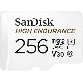 SanDisk 256GB High Endurance Video microSDXC Card with Adapter for Dash Cam and Home Monitoring systems - C10, U3, V30, 4K UH