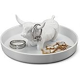 Qinyoung Ring Holder Dish 3D Printed Jewelry Holder Dish for Rings Earrings Trinkets Tray Jewelry Organizer for Women Girls Mom Gifts Office Home Desk Decor(Highland Cow)