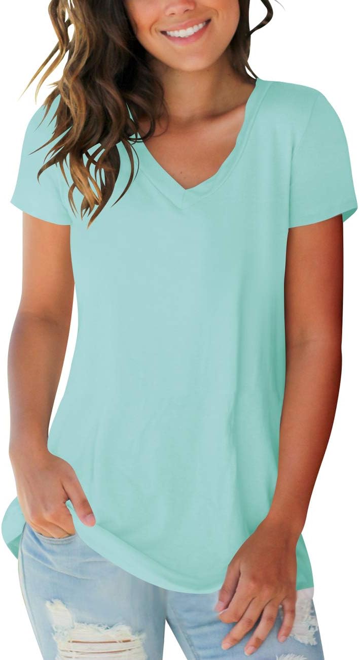 Womens Tops V Neck Tee Casual Short Sleeve and Long Sleeve T Shirts