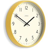 JONES CLOCKS&reg; Studio Clock | Modern Round wall Clock | 12" | Yellow | Easy to read numbers | Versatile design for kitchen, living room or office
