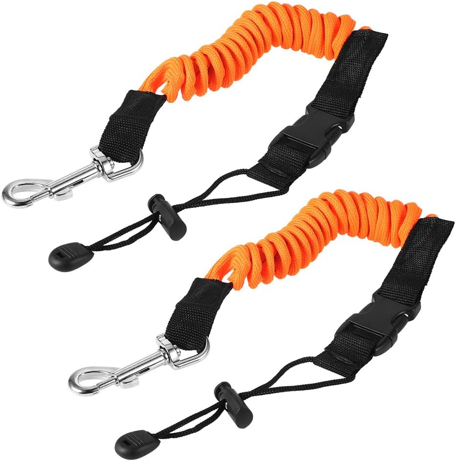 POFET 2pcs 140cm/55inch Kayak Paddle Leash Fishing Rod Coiled Cord Holder Kayaking Canoeing Boating Surfing Accessories