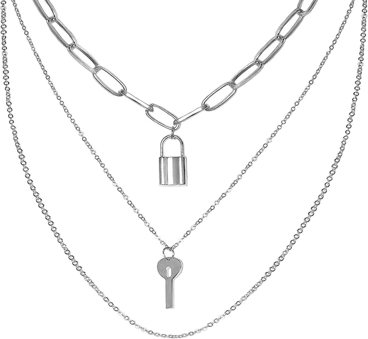 Wovanoo Lock and Key Necklace for Men EBoy Women EGirl