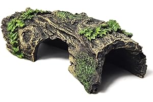 PTFJZ Fish Tank Decorations - Large Aquarium Decorations Air Bubbler Tree Fish House for Betta Hideout Caves Buddha Decor Temple Ruins Arched Betta Fish Accessories Reptile House Shelter Decor (Wood B-S)