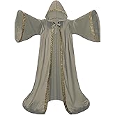 Velvet Wizard Robe with Hooded and Sleeves, Halloween Vampire Witch Wizard Cloak Fancy Cosplay Costume