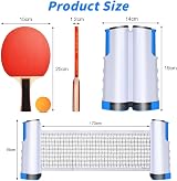 Flintronic Table Tennis Set 2 Rackets 6 Balls Net Red/Blue Portable view 2