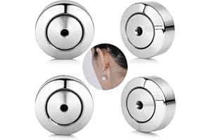 Earring Backs Replacements,4PCS Dics Earring Backs for Studs, Diamond Earrings, Droopy Ears Push Pierced Stainless Steel Earr