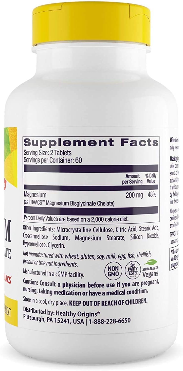 Healthy Origins Magnesium Bisglycinate Chelate, 120 Count: Health & Personal Care