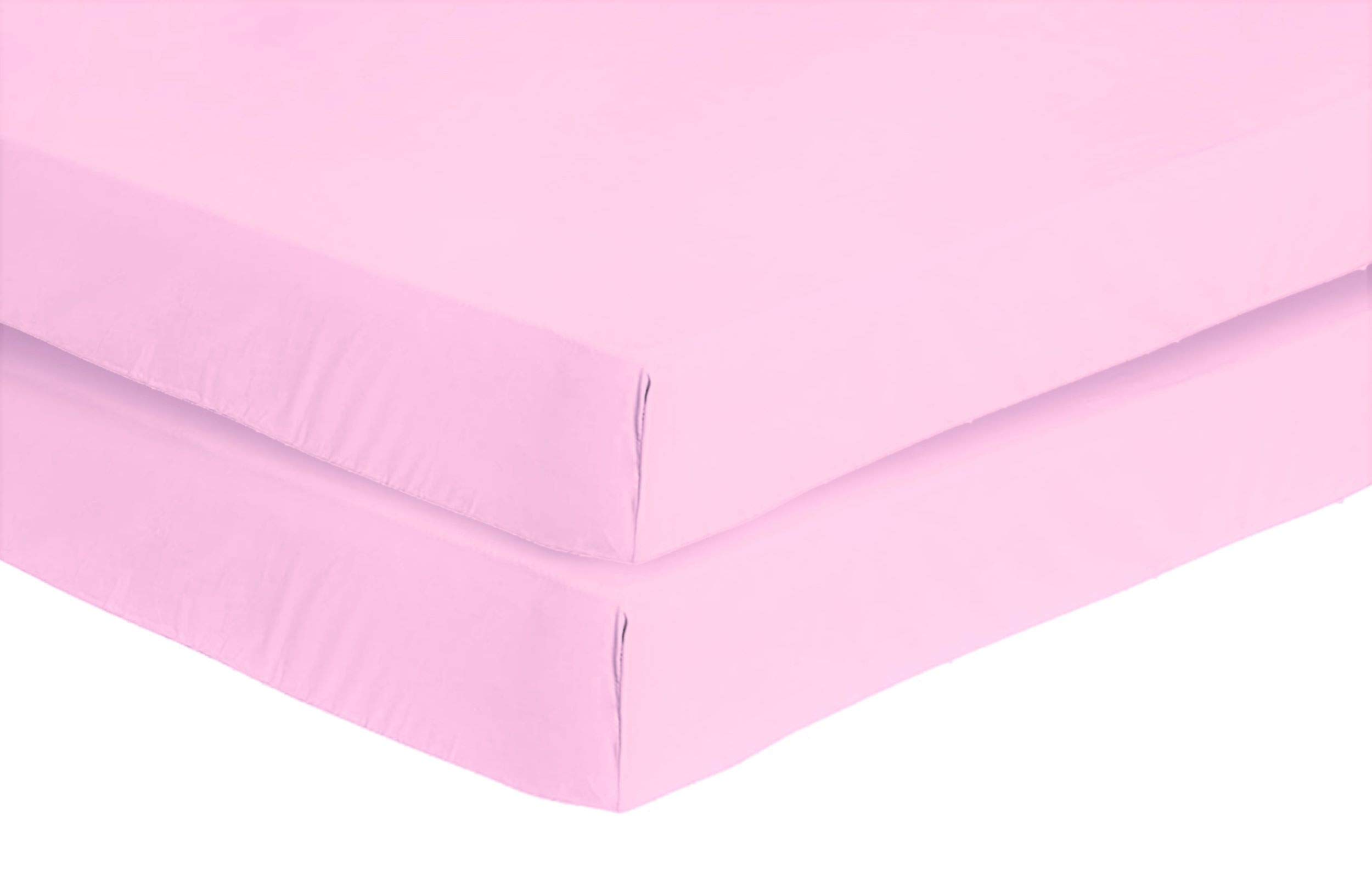 Divine Textiles Pack of 2-100% Egypitan Cotton Moses Basket Fitted Sheets, Pink - 30 X 74 cm