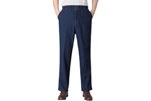 Men's High Waist Stretch Jeans Regular Fit Straight Leg Trousers Elastic Waist Denim Pants Comfortable Casual Denim Pants