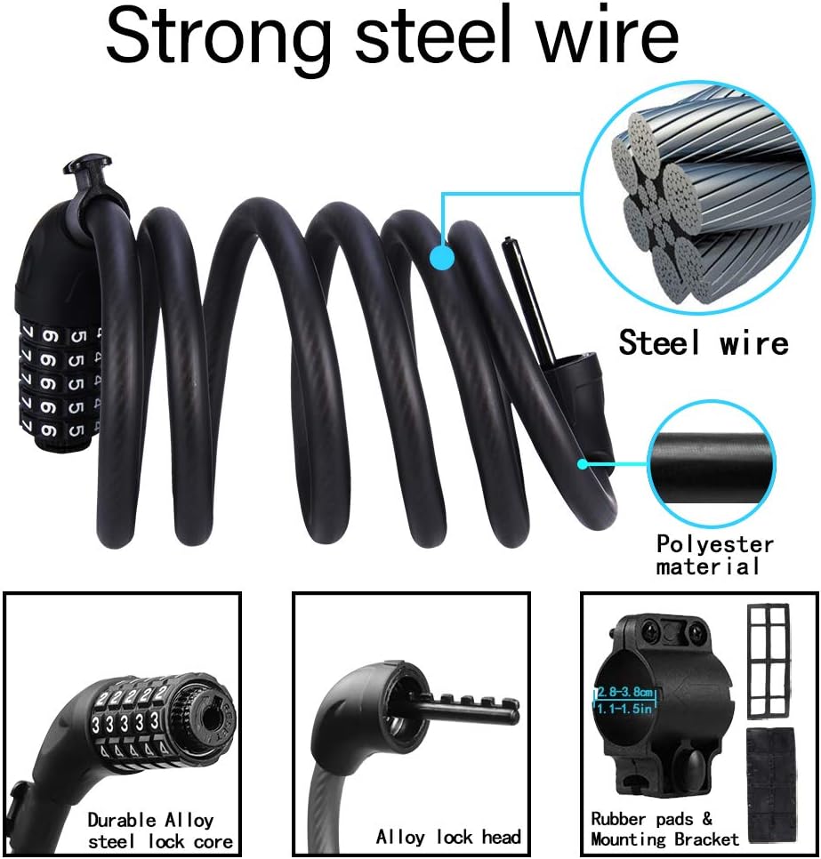 SPGOOD Bike Locks Heavy Duty 1800mm/12mm Bicycle Lock (8 Colors) Bike